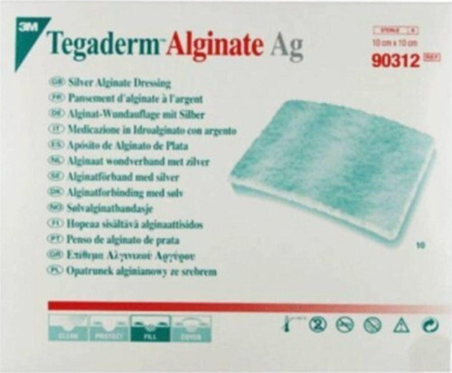 Tegaderm 90312 Alginate Ag Gümüşlü Yara Örtüsü 10Cm X 10Cm Antimikrobiyel (5 Adet)
