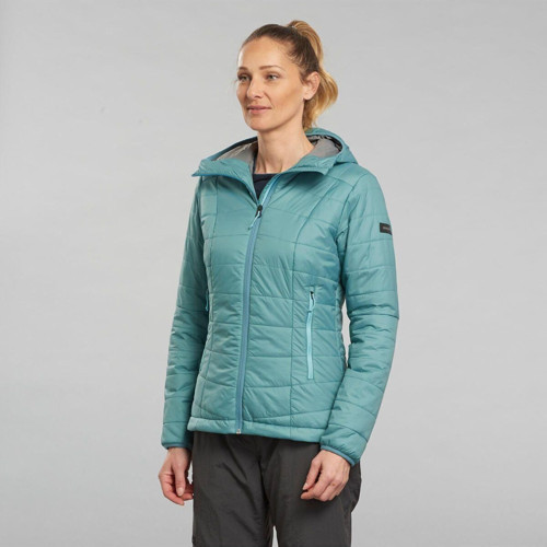 Kadın Outdoor Trekking Kapüşonlu Şişme Mont - Turkuaz - Mt100 -5°C