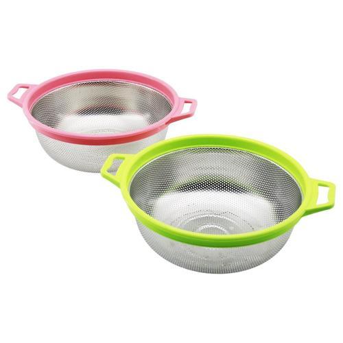 27cm Renkli Plastik Çerçeve - Kulplu Çelik Sepet Metal Süzgeç (4915) Go-53-vice/(1395)