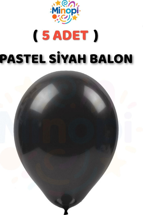 ( 5 Adet ) Siyah Balon 12'' Lateks Pastel Balon Doğum Günü Organizasyon Süsleme