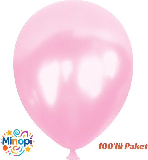 Pembe Balon Desensiz Renkli Balon Metalik Balon Normal Ebat 100'Lü Paket