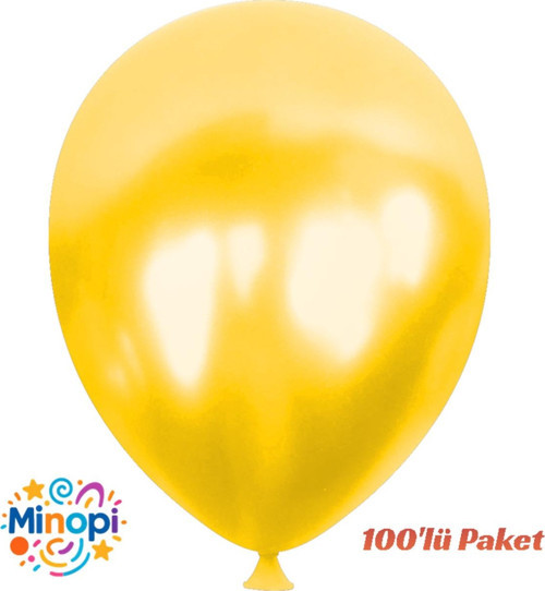 Sarı Balon Desensiz Renkli Balon Metalik Balon Normal Ebat 100'Lü Paket