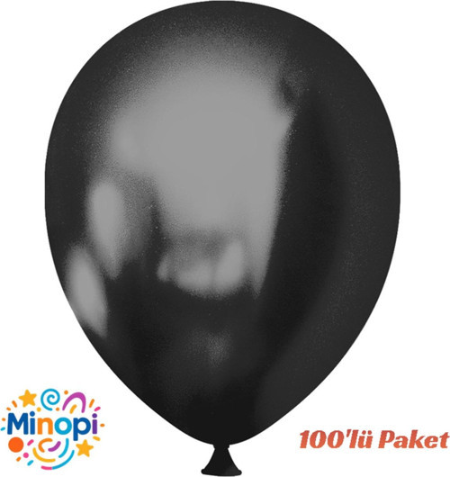 Siyah Balon Desensiz Renkli Balon Metalik Balon Normal Ebat 100'Lü Paket