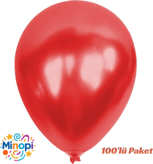 Kırmızı Balon Desensiz Renkli Balon Metalik Balon Normal Ebat 100'Lü Paket
