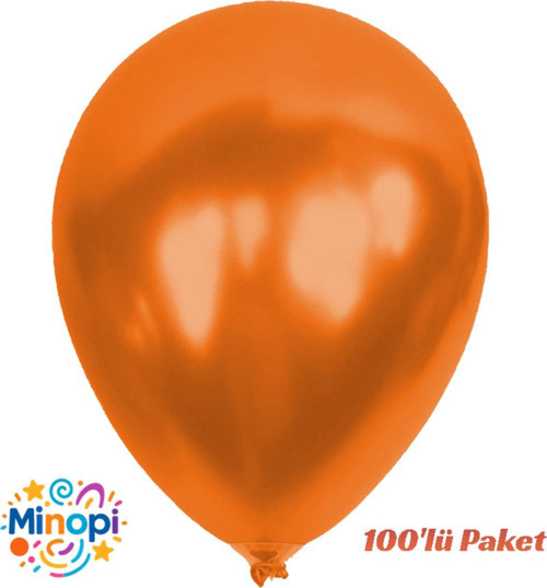 Turuncu Balon Desensiz Renkli Balon Metalik Balon Normal Ebat 100'Lü Paket