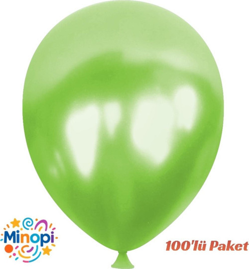 Yeşil Balon Desensiz Renkli Balon Metalik Balon Normal Ebat 100'Lü Paket