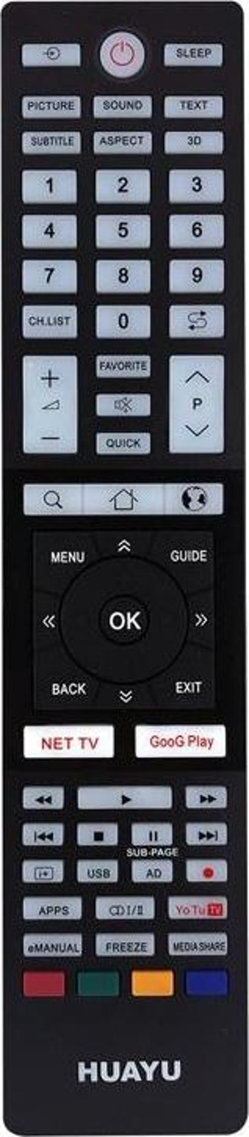 HUAYU KL TOSHIBA URC1586  NETFLIX-YOUTUBE-GOOGLE PLAY TUŞLU UNIVERSAL LCD-LED TV KUMANDA