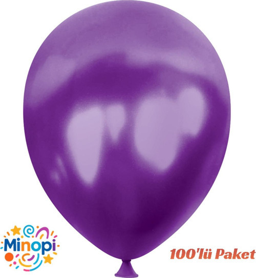 Mor Balon Desensiz Renkli Balon Metalik Balon Normal Ebat 100'Lü Paket