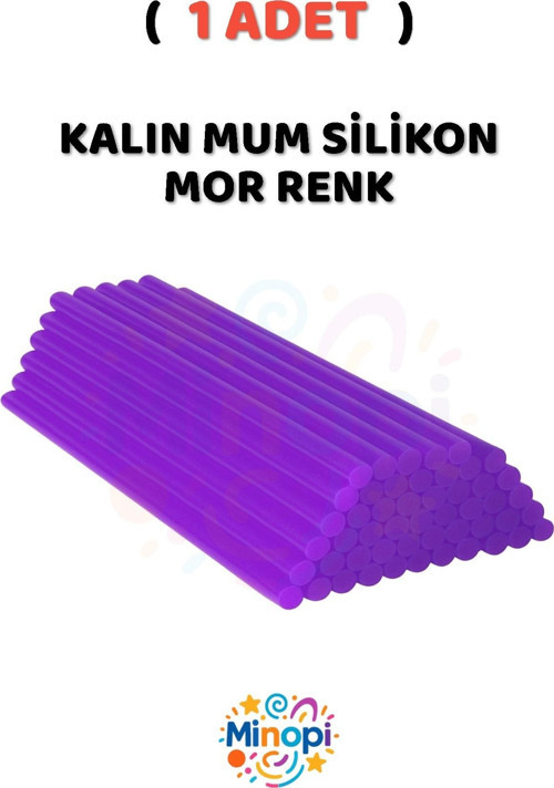 ( 1 Adet ) Sıcak Mum Silikon Kalın Mor Renk 11,3Mm X 30 Cm Mor Silikon Tabanca