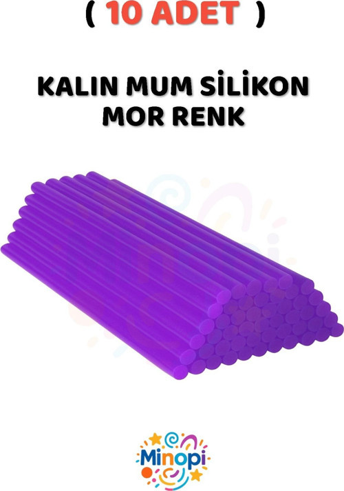 ( 10 Adet ) Sıcak Mum Silikon Kalın Mor Renk 11,3Mm X 30 Cm Mor Silikon Tabanca