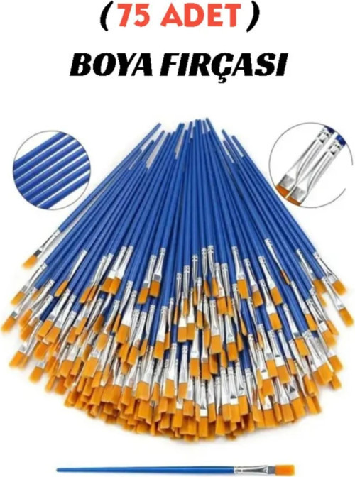 75 Adet Fırça , Sulu Boya, Akrilik Boya, Guaj Boya, Yağlı Boya, Resim Fırçası