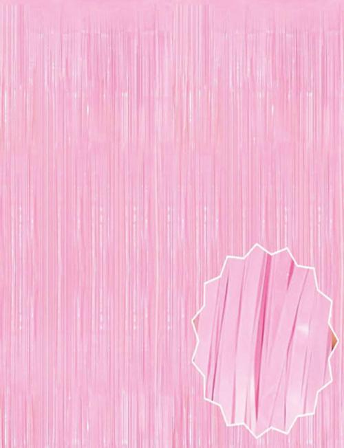 Soft Pembe Püsküllü Kapı Perdesi - Parti, Baby Shower, Cinsiyet Partisi 1x2 M (4915) Go-53-vice/(139