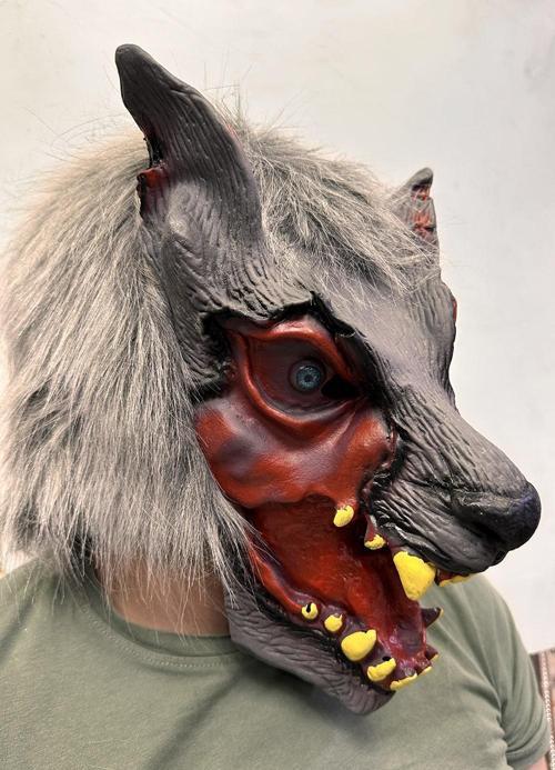 Kafaya Tam Geçmeli Lateks Dişli Ağzı Açık Kurt Maskesi (4915) Go-53-vice/(1395)