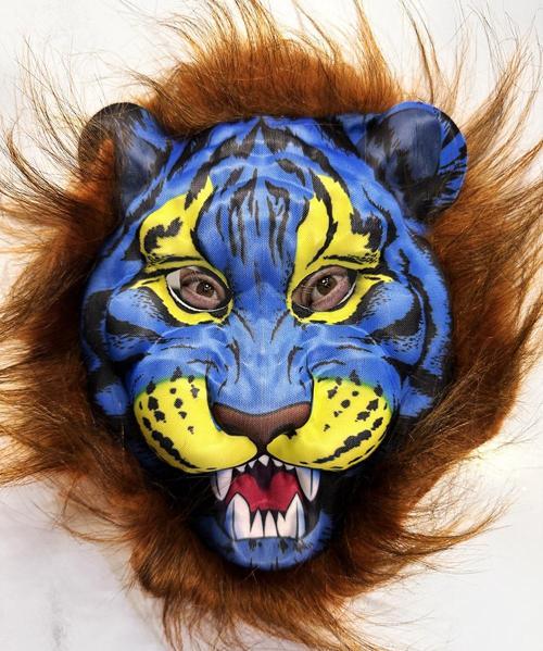 Kahverengi Yeleli Saçlı Mavi Yüzlü Kurt Kaplan Maskesi Mega Peluş 38 No (4915) Go-53-vice/(1395)