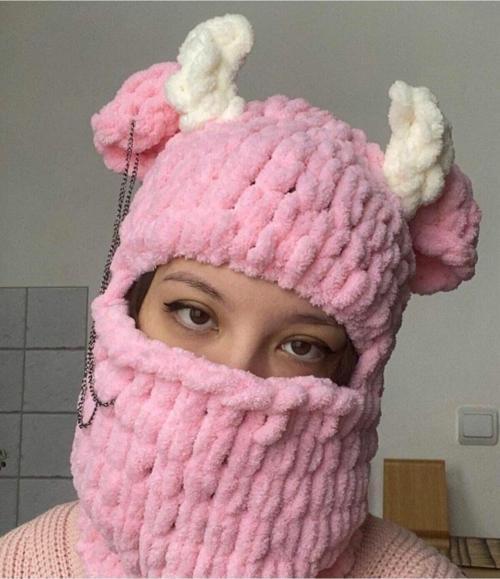 Şık Pembe Puffy Kar Maskesi, Yumuşak, Soft Bere & Boyunluk , Tasarım, El Yapımı, Şapka, Kış, Bere