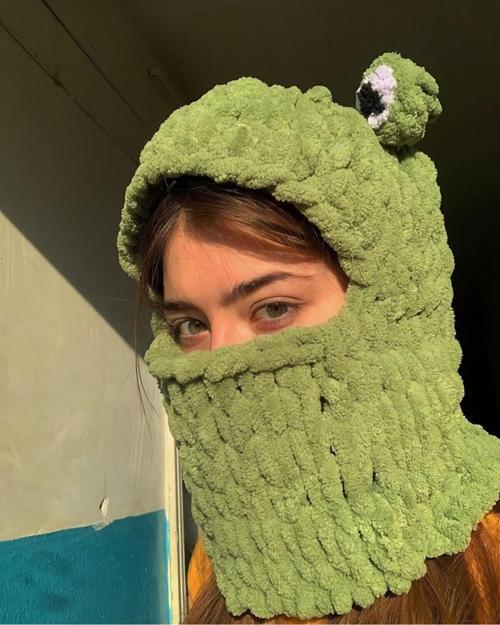 Sevimli Kurbağa Puffy Bere , Kar Maskesi, Tasarım, El Yapımı,Balaclavaa