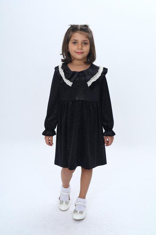 Toontoy Kız Çocuk Yaka Detaylı Fırfırlı Elbise