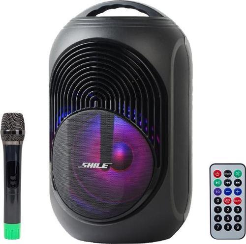 SHİLE SL-2018A EL MİKROFONLU-2 MİK GİRİŞ-2 GİTAR GİRİŞLİ-KUMANDALI USB+SD+BT IŞIKLI ŞARJLI SEYYAR Amfi