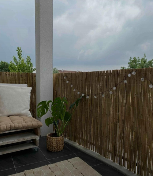 Ayg Home 90 Cm X 5 Metre Doğal Hasır Kamış Bambu Çit Bahçe Çiti Balkon Çiti Gölgelik Rulo Çit Dekorasyon