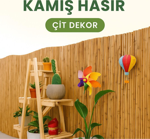 Ayg Home Doğal Kamış Hasır Çit Bahçe, Balkon Ve Gölgelik Dekorasyonu 1 Metre Yükseklik X 2,50 Metre Uzunluk