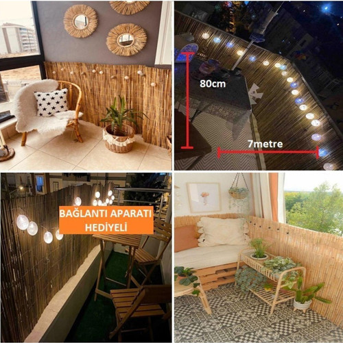 Ayg Home 80 Cm X 7 Metre Doğal Hasır Kamış Bambu Çit Bahçe Çiti Balkon Çiti Dekorasyon Gölgelik Rulo Çit