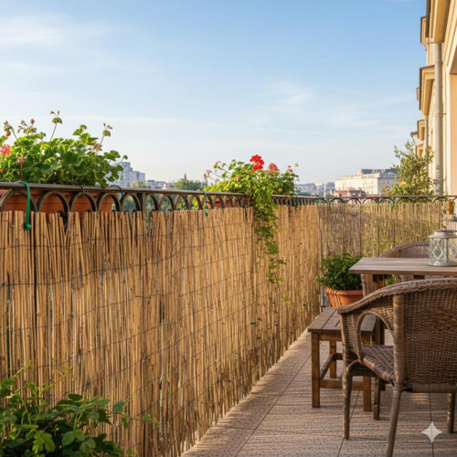 Kamış Hasır Bahçe Ve Balkon Çiti 90 Cm X 3 Metre -Doğal Dekoratif