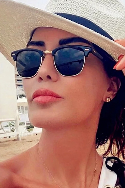 Kadın Güneş Gözlüğü - Retro Siyah Kare Dikdörtgen Vintage Glasses