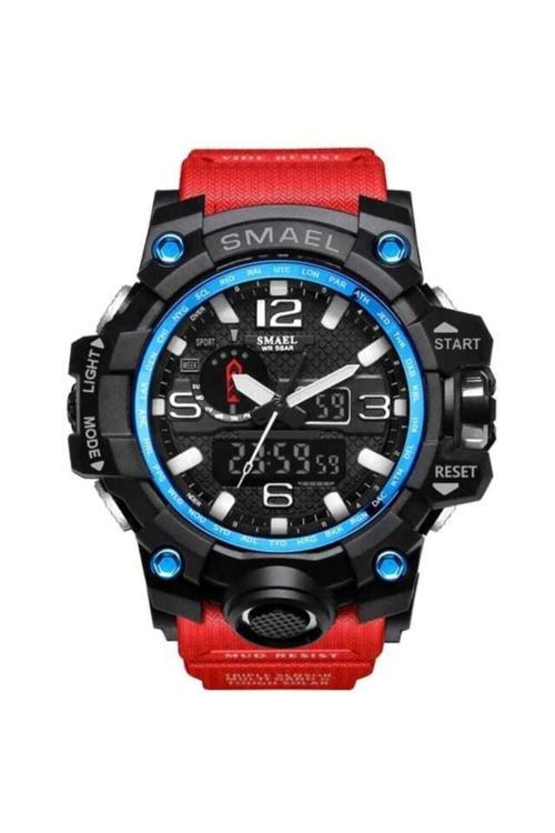 Erkek Kol Saati Analog Ve Digital Su Geçirmez Kırmızı 1222