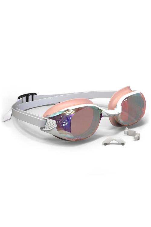 Yüzücü Gözlüğü - Aynalı Camlar - Beyaz/Pembe - Standart Boy - Bfit