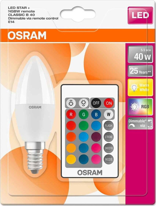 Clb40 Rem 5.5 W Uzaktan Kumandalı Rgb Sarı Mum E14 Duy Led Ampul
