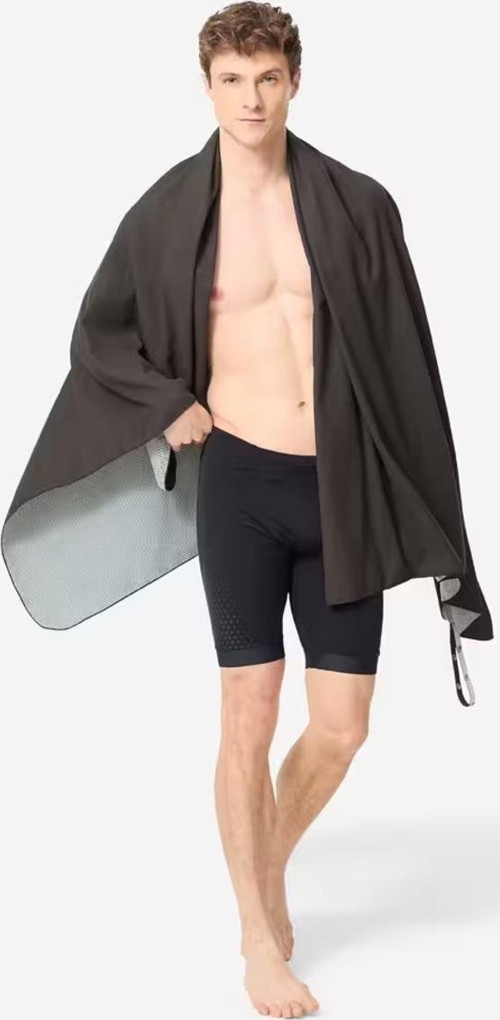 Mikrofiber Havlu - Xl Boy - Siyah/Gri Çizgili - 110 × 175 Cm