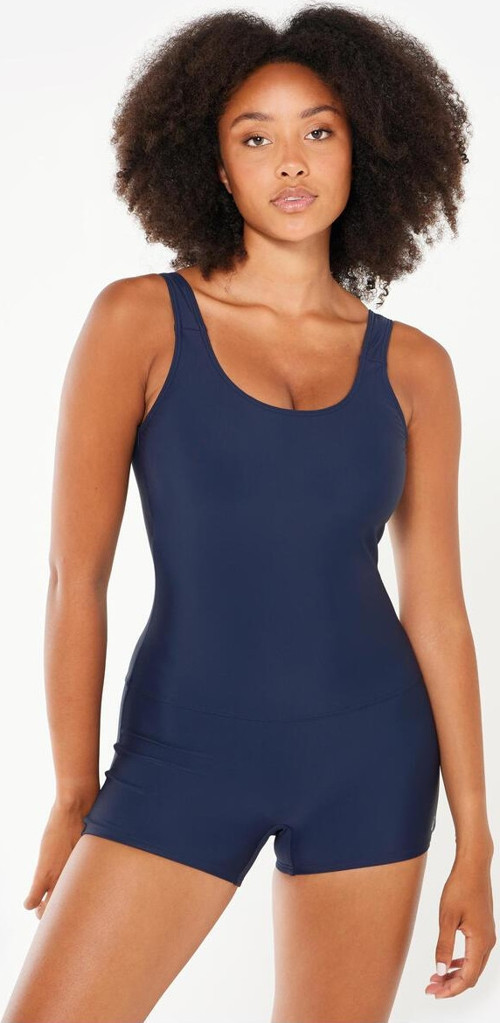 Nabaiji Kadın U Kesim Sırt Detaylı Şortlu Mayo - Lacivert - Dova