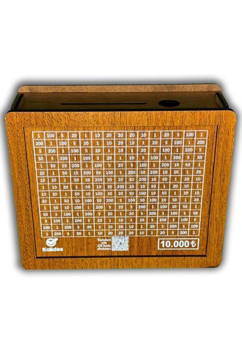 10.000 ₺ Kumbara Ahşap Para Biriktirme Hedef Kutusu Hediyelik Ürünler