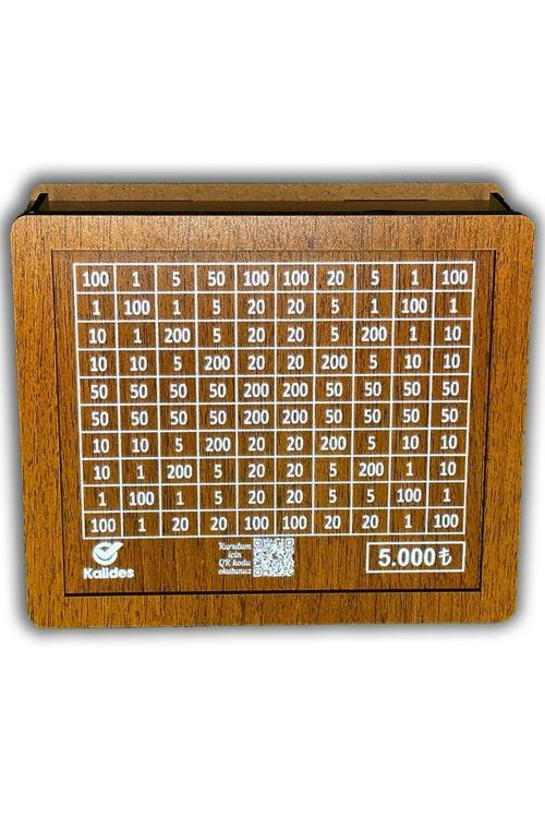 5.000 ₺ Kumbara Ahşap Para Biriktirme Hedef Kutusu Hediyelik Ürünler