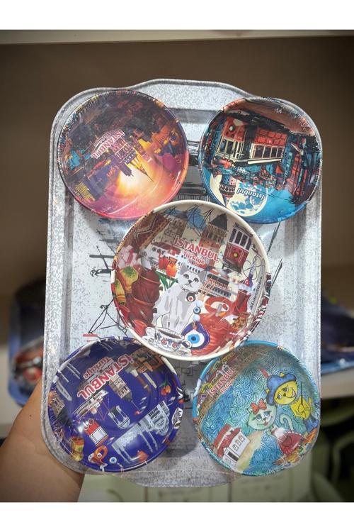 6’Lı Çerezlik Ve Tepsi Takımı İstanbul Baskılı