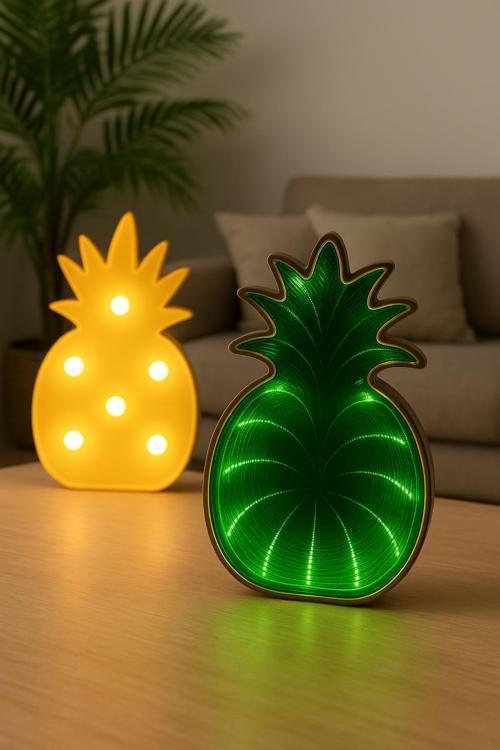 Led Ananas Ve Aynalı Led'Li Ananas Gece Lambası