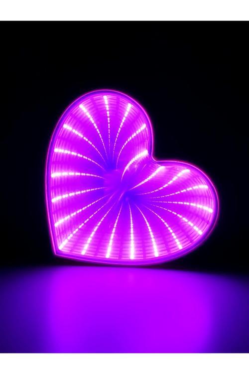 Sonsuz Kalp Yansımalı Aynalı Led Masa Ve Gece Lambası