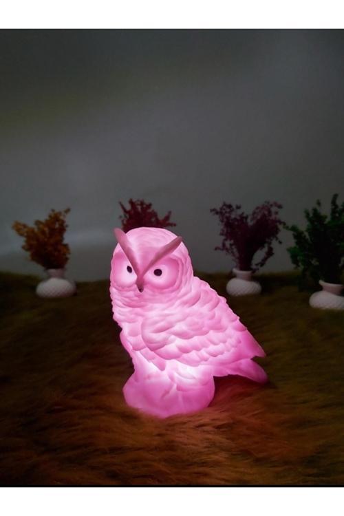 Pembe Led Işıklı Baykuş Gece Lambası, Sıcak Ve Şık Ortam Aydınlatması