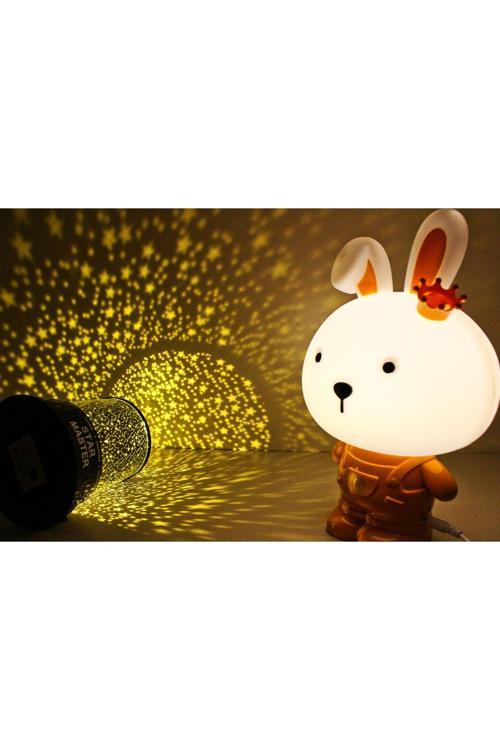 Taçlı Tavşan Ve Star Mastır Gece Lambası Yıldız Yansımalı