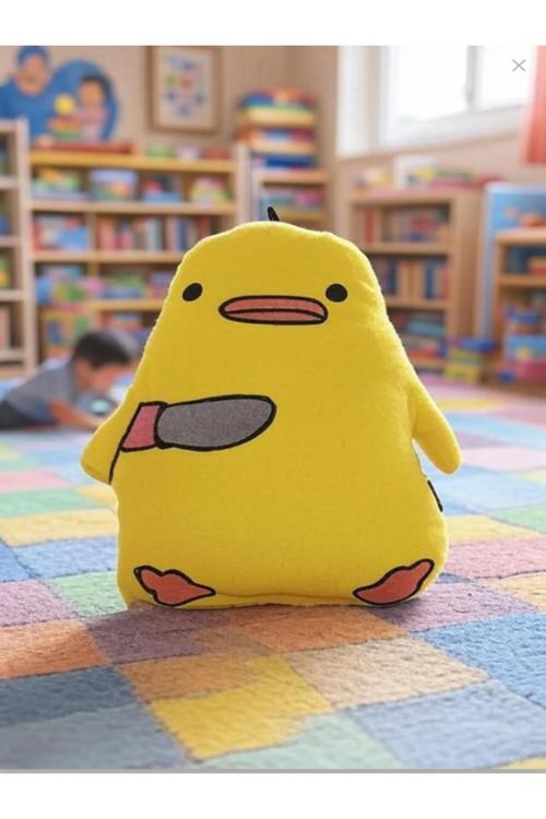 Yavru Belalı Civciv Küçük Peluş Yastık - Yar Ben Belanın Ta Kendisiyim Yaramaz Katil Civciv Sarı