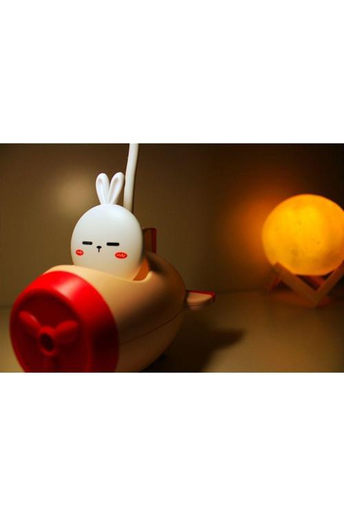 Tepe Lambalı Kalem Traşlı Pembe Uçak Masa Lambası Ve 3 D Led Küre Sarı Gece Lambası