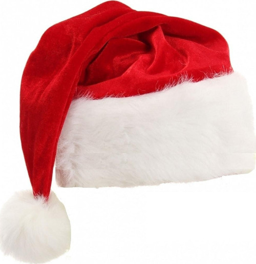 Noel Baba Şapkası Geniş Kürklü Kadife