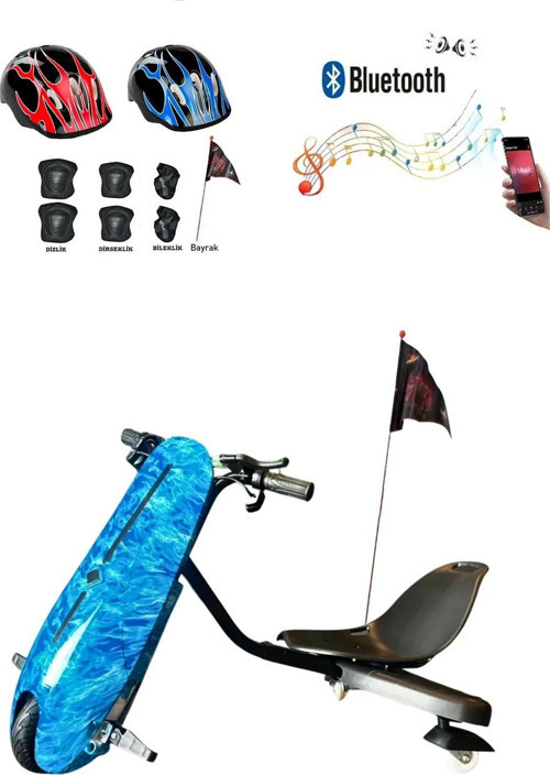 Drift Car Elektrikli Kaykay Bluetooth Dirift Kar Hoverboard Scooter + Koruma Ekipmanı D29