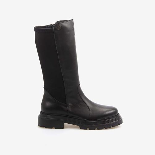 Hakiki Deri Kadın Siyah Günlük Çizme T800