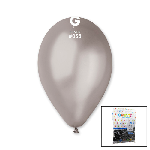 Gm-110-38 Metalik - Gümüş Balon 11'' - 28cm - 100 Parça (4915) Go-53-vice/(1395)