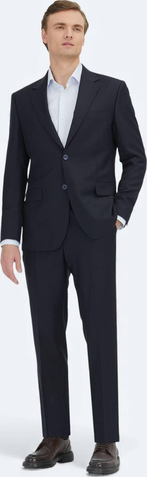 Koyu Lacivert Mikro Modern Fit %100 Yün Takım Elbise