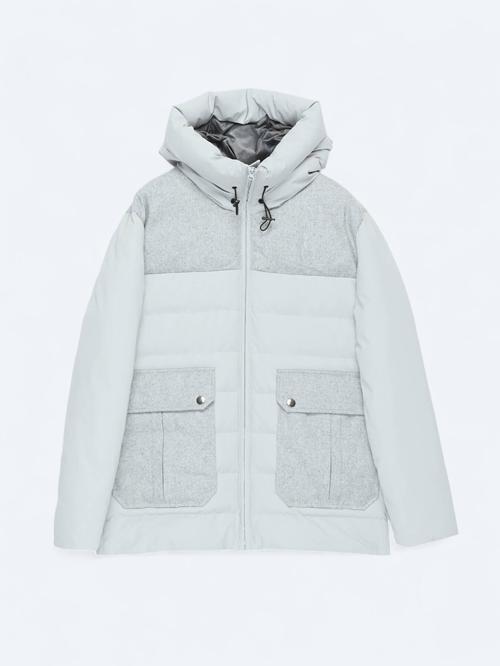 Açık Gri Regular Fit Dik Yaka Casual Dokuma Mont