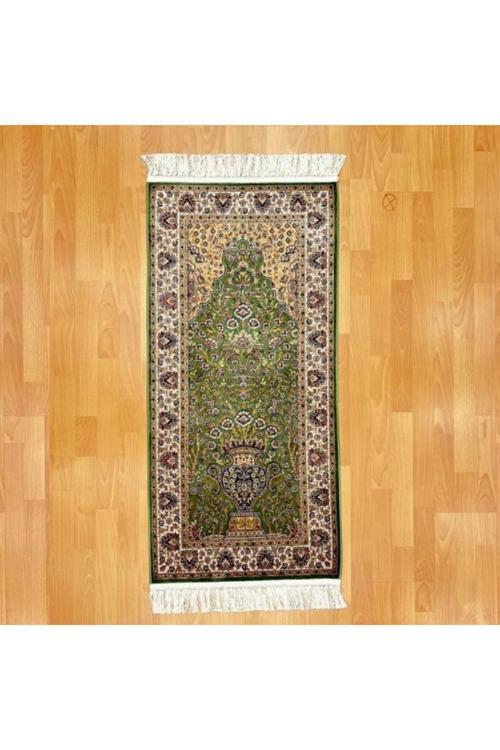Mihrâb-ı Gülzâr Motifli 60x120 CM İpek Seccade Yeşil