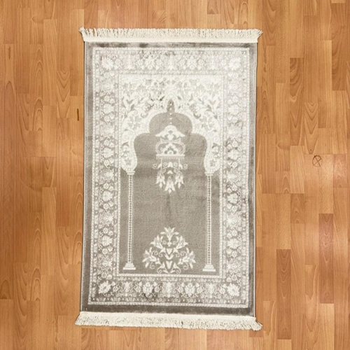 Geleneksel Motifli Yünlü Seccade Gri