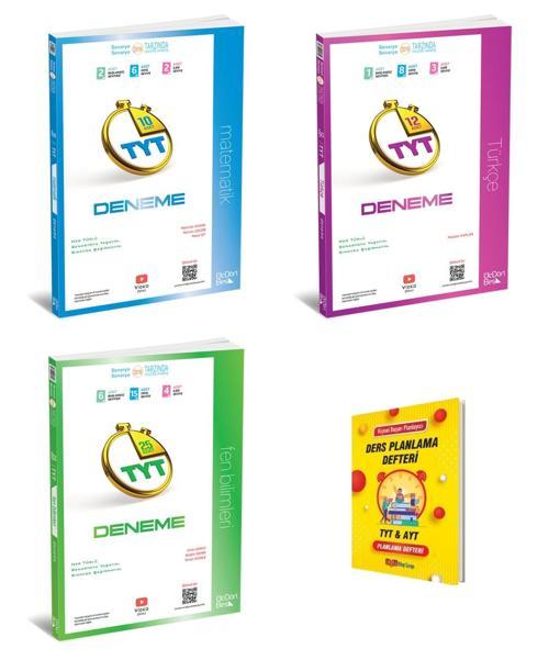 345 TYT 2026 Matematik Türkçe ve Fen Bilimleri Denemeleri 3lü Set + Planlama Defteri